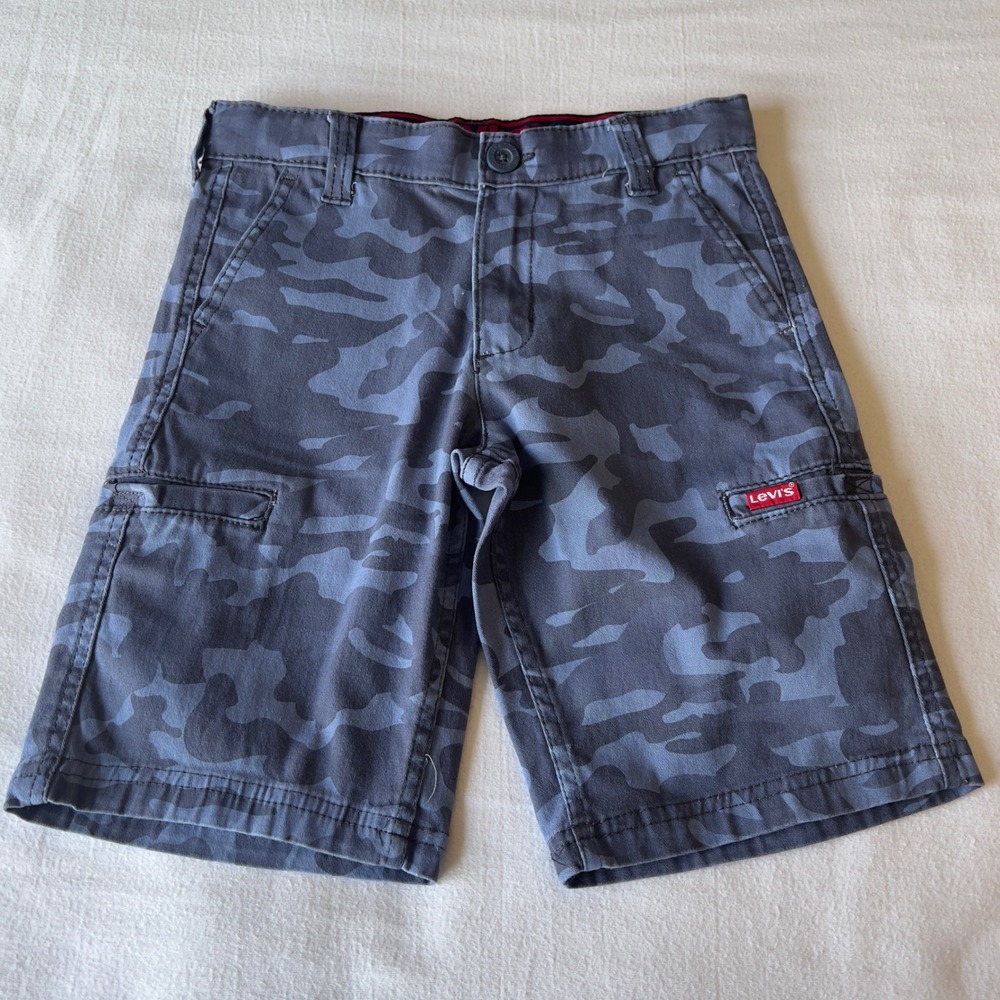 Levis Kids Blue Camo Cargo Shorts Size 8 Reg Cotton Blend Twill Camouflage